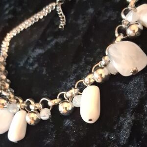Elegant Silver and White Beaded Necklace